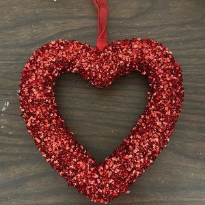 Red glitter heart with hanging tab